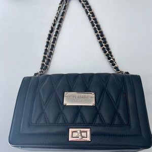 Valentino By Mario Valentino Black Quilted Shoulder Bag with Chain Strap